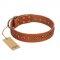 (image for) "Star Trek" FDT Artisan Tan Leather American Bulldog Collar Decorated with Stars