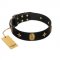 (image for) "Star Powder" FDT Artisan Black Leather American Bulldog Collar with Ovals and Stars - 1 1/2 inch Wide