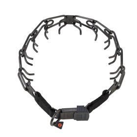 (image for) American Bulldog Pinch Prong Collar of Black Stainless Steel 1/8 inch (3.2 mm) link diameter