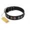 (image for) "Mister Exclusive" Designer FDT Artisan Black Leather American Bulldog Collar with Medallions