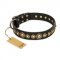 (image for) "Gold Mine" FDT Artisan Black Leather American Bulldog Collar with Amazing Bronze-Plated Round Studs