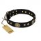 (image for) "High Fashion" FDT Artisan Studded with Plates Black Leather American Bulldog Collar