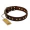 (image for) "Fashion Studs" FDT Artisan Decorated Leather American Bulldog Collar with Old Bronze-Plated Steel Hardware