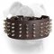 (image for) Handmade leather American Bulldog collar with silver-like spikes