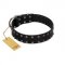 (image for) "Dark Night" Handmade FDT Artisan Black Leather Dog Collar with Silver-Like Studs