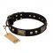 (image for) "Biker Style" FDT Artisan Black Leather American Bulldog Collar with Old Bronze Look Plates and Skulls