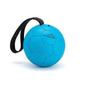 (image for) Inflatable Leather Ball Dog Toy With Handle - Blue - 5.5" (14 cm)