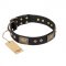 (image for) "Jewel Passion" FDT Artisan Fashionable Black Leather American Bulldog Collar