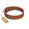 (image for) "Splendid Armor" Premium Quality FDT Artisan Tan Designer American Bulldog Collar with Shields and Stars