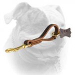 (image for) Short leather dog leash (pull tab leash) for American Bulldog