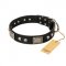 (image for) "Pirates Gold" FDT Artisan Black Leather American Bulldog Collar with Old Silver Look Plates and Skulls