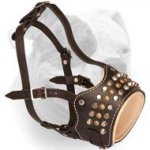 (image for) Royal Pyramids & Studs Leather Dog Muzzle for American Bulldog