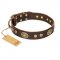 (image for) "One-of-a-Kind" FDT Artisan Handmade Decorated Brown Leather American Bulldog Collar