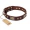(image for) "Loving Owner" FDT Artisan Decorated Leather American Bulldog Collar with Plates and Studs