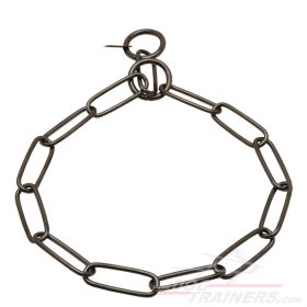 (image for) Herm Sprenger Black Stainless Steel Long Link Fur Saver 1/9 inch (3 mm) - HS Choke Collar
