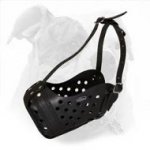 (image for) Super Agitator Leather Muzzle. Muzzle For Agitation Training.
