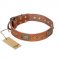 (image for) "Catchy Look" FDT Artisan Decorated Tan Leather American Bulldog Collar