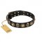 (image for) "Sea Rover" FDT Artisan Black Leather American Bulldog Collar with Old Bronze-plated Circular Medallions