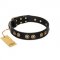 (image for) "Golden Artifact" FDT Artisan Black Leather American Bulldog Collar with Old-bronze Covered Medallions