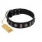 (image for) "Silver Spikes" Exclusive FDT Artisan Black Leather American Bulldog Collar