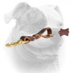 (image for) Short leather quick grab leash (pull tab leash) for American Bulldog