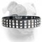 (image for) Silver Pyramid Leather Collar for American Bulldog