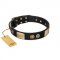 (image for) "Moon of Dreams" Black FDT Artisan Leather American Bulldog Collar with Plates and Conchos