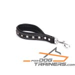 (image for) Leather Pull Tab with Soft Nappa Padding and Silver-Like Decorations - 12 inch (30 cm) long