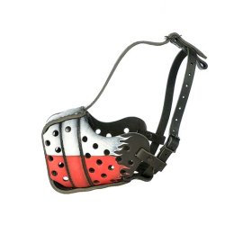 (image for) Stylish "Polish Flag" Handpainted Leather Dog Muzzle