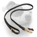 (image for) Handcrafted leather leash width 1/2 inch with brass plated snap hook for American Bulldog