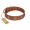(image for) "Sun Rise Noon" FDT Artisan Tan Leather American Bulldog Collar with Unique Design