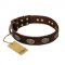 (image for) "Chocolate kiss" FDT Artisan Leather American Bulldog Collar with Old Bronze Look Oval Plates