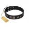 (image for) "Silver River" Designer Handmade FDT Artisan Black Leather American Bulldog Collar
