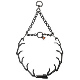 (image for) ULTRA-PLUS Black Stainless Steel Prong Collar with Center-Plate, Assembly Chain and ClicLock (2.25 mm x 16 inches) Herm Sprenger
