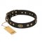 (image for) "Perfect Tracery" FDT Artisan Black Leather American Bulldog Collar with Old Bronze Look Plates and Circles