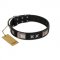 (image for) "Pitch Dark" FDT Artisan Black Leather American Bulldog Collar with Stars and Plates