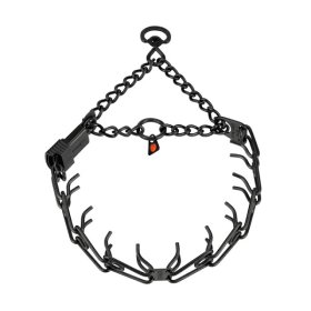 (image for) ULTRA-PLUS Black Stainless Steel Prong Collar with Center-Plate, Assembly Chain and ClicLock (2.25 mm x 16 inches) Herm Sprenger