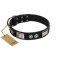 (image for) "Grand Wear" FDT Artisan Black Leather American Bulldog Collar with Shining Plates and Spiked Studs