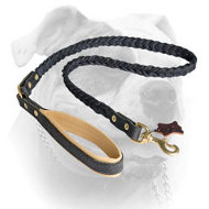 (image for) Fancy Plaited Leather Leash For American Bulldog