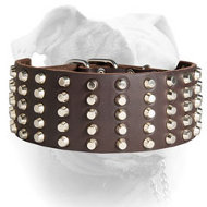 (image for) Leather American Bulldog Collar Pyramid Studed