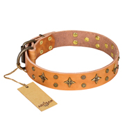 (image for) 'Top-Flight' FDT Artisan Adorned Tan Leather American Bulldog Collar