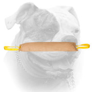 (image for) Huge American Bulldog leather tug toy with 2 handles