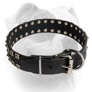 (image for) Luxury design studded leather collar for American Bulldog