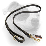 (image for) Handcrafted leather leash width 1/2 inch with brass plated snap hook for American Bulldog