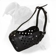 (image for) Super Agitator Leather Muzzle. Muzzle For Agitation Training.