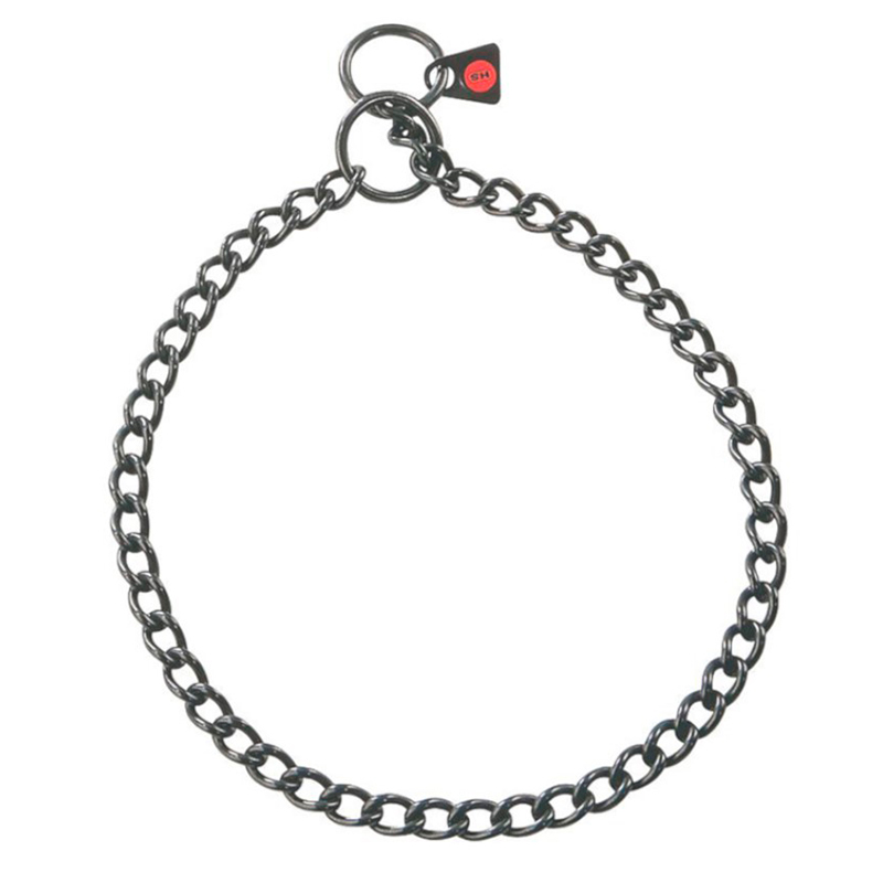 (image for) Black Stainless Steel Short Link Chain Collar with Round Chain - 2.5 mm