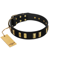 (image for) "Glorious Night" FDT Artisan Decorated Black Leather American Bulldog Collar