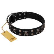 (image for) "Black Jack" Stylish Handmade FDT Artisan Black Leather American Bulldog Collar