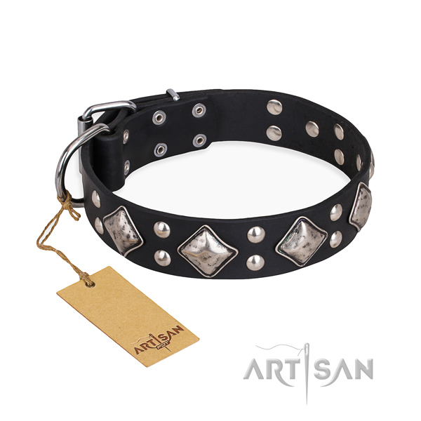 Daily walking handmade dog collar with rust-proof buckle