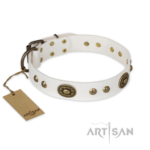 Handmade genuine leather dog collar for handy use